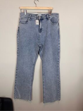 Princess Polly High Rise Straight Leg Raw Hem Jeans Blue Size 10 NWT